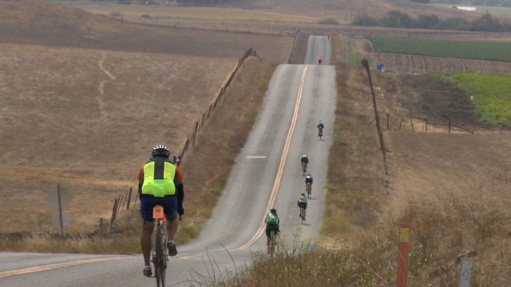 Cyclists make their way through Highway 1 near Cambria. (KSBY photo)