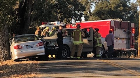 A crash on Vineyard Drive in Templeton Friday. (KSBY photo)