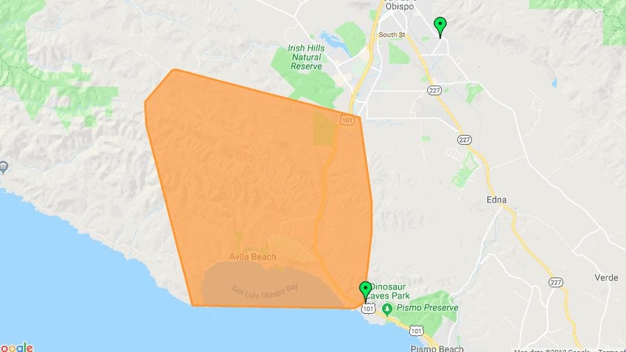 A PG&E map shows the area affected by Friday's outage.