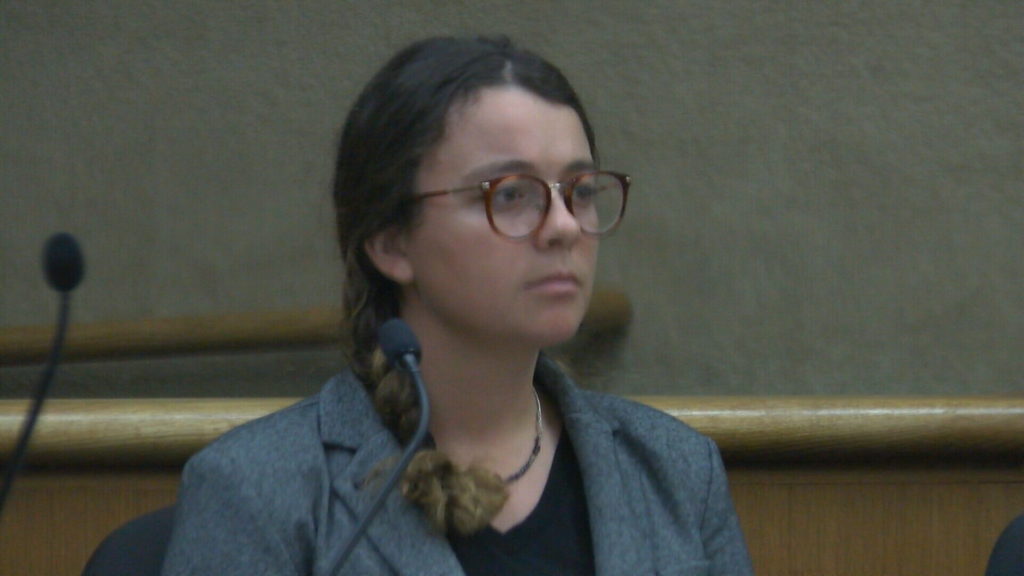 Emily Bales during her preliminary hearing Wednesday. (KSBY photo)